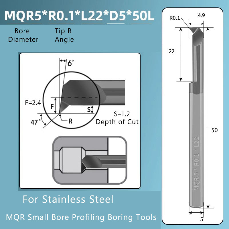 Small Hole Boring Tool Tungsten Steel Alloy MQR CNC Shockproof Inner Hole Boring Bar Micro Small Hole Turning Tool Shandong Denso Pricision Tools Co.,Ltd.